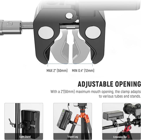 NEEWER Mini V Mount Battery Plate with Wide Super Crab Clamp & QR Lock for Tripod Light Stand C Stand Gimbal Column and 15mm Rod, Compatible with ...