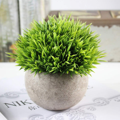 Ogrmar 4PCS Mini Plastic Artificial Plants Grass in Pot/Small Artificial Faux Greenery/Mini Plants Topiary Shrubs Fake Plants for Bathroom, House ...