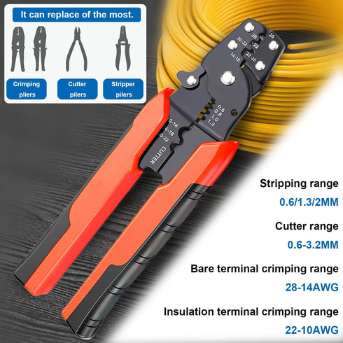 smseace Wire Connectors Crimping tool 22-10AWG Multifunctional stripping crimping pliers for Butt/Spade/Fork/Bullet/Ring/Bare terminals Wire crimp...