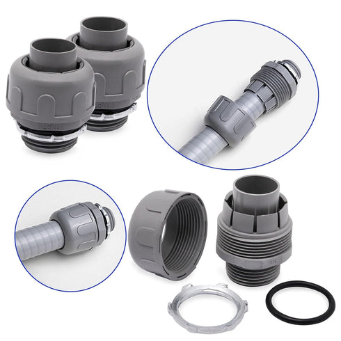 Non-Metallic Liquid Tight Conduit Connector, Flexible Conduit Fittings Electrical PVC Fittings (1 inch, 5pcs)...
