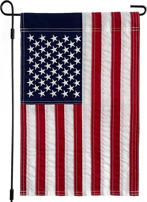 Embroidered American Flag Garden Flag - 12 x 18 Inches Outdoor Patriotic Americana Decor for Homes and Gardens- 210D Nylon Sewn...