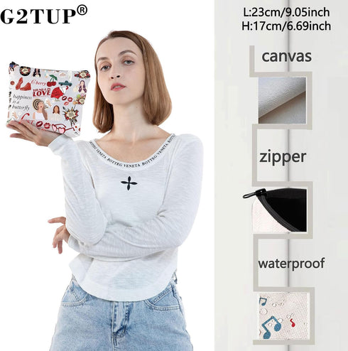 G2TUP Singer Album Cosmetic Makeup Bag Lana Fans Gift Song Lyrics Zipper Pouch Bag Singer Concert Merchandise (Happiness Is MG)...