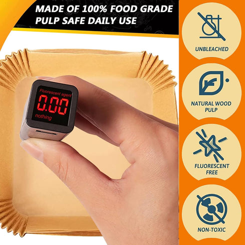 Air Fryer Disposable Paper Liners Square, 7.9 Inch Air Fryer Parchment Paper Liner 100 PCS, Non-Stick Air Fryer Paper Pads Oil Resistant, Food Gra...