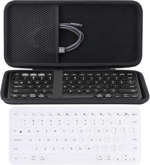 khanka Hard Carrying Case + Silicone Keyboard Cover Compatible with Logitech K380 Multi-Device/Pebble 2 Combo for Mac Keyboard + Pebble M350 M355 ...