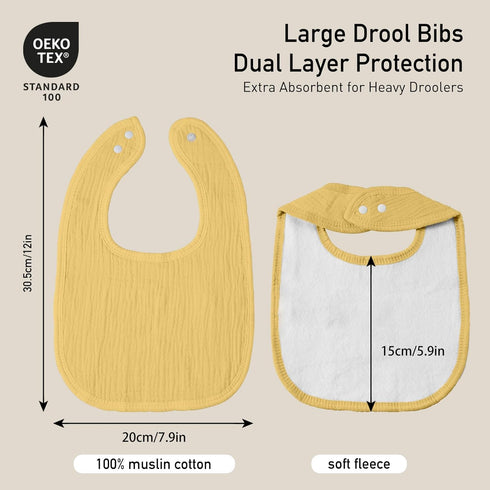 GLLQUEN BABY Muslin Drool Bibs for Boys Girls 8 Pack, Adjustable Baby Bibs for Drooling and Teething, Soft Cotton Baby Bandana Bibs for Newborn Fe...