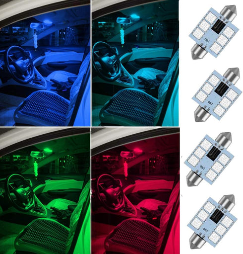578 LED Bulb 41mm 42mm 212-2 211-2 578 Festoon LED Bulbs 16 Colors RGB with Remote Control Replacement for Map Dome License Plate Courtesy Lights ...