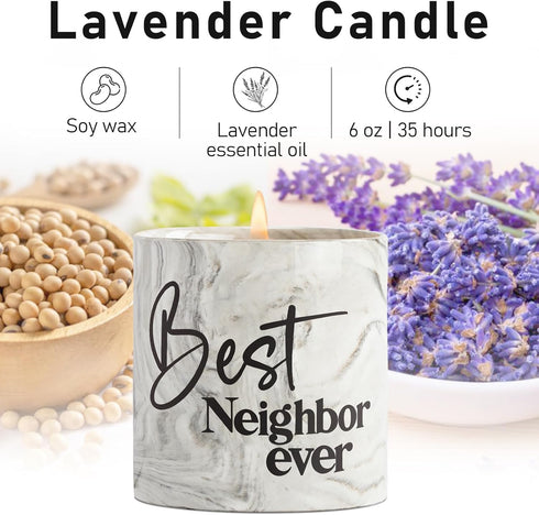 Best Neighbor Ever Gifts-6 oz Scented Candle Lavender Hello Neighbor Gifts for Neighbors New Neighbor Welcome Gift Funny Candles Goodbye Moving Ho...