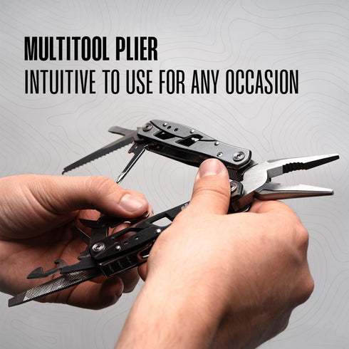 Multitool Plier - 12 In 1 Stainless Steel Pocket Multi Tool With Durable Sheath For Camping, Survival Gear - Safety Locking Camping Accessories Wi...