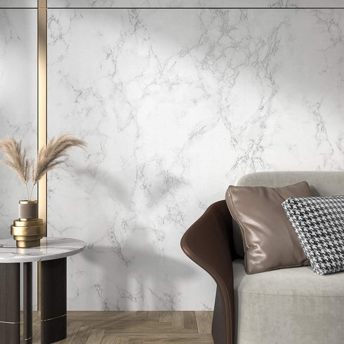 Stickyart White Grey Marble Wallpaper Matte Self Adhesive Faux Marble Wall Paper Sticker Pull and Stick Thick Granite Look Contact Paper Removable...