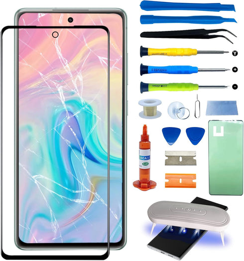 Original Galaxy S20 FE 5G Screen Replacement 6.5 inch Front Outer Glass Lens Screen Repair Kit incl Waterpoof Frame Adhesive,Repair Glue and Lamp ...