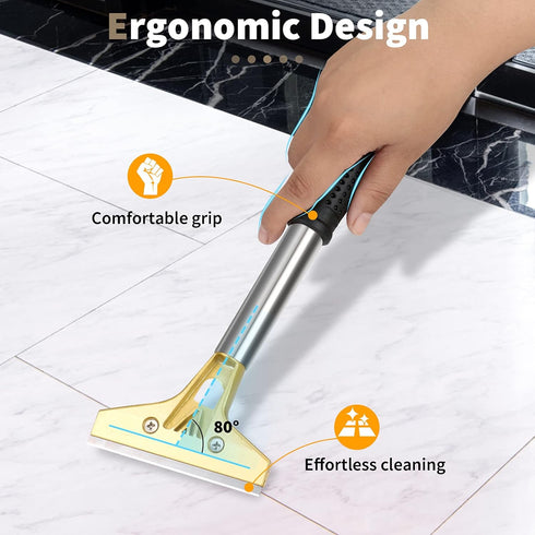 Razor Blade Scraper, 4 inch Scraper Tool with 10PCS Extra Metal Blades, Large Cleaning Razor Scraper, Floor Scraper, Glass Stove top Scraper, Wind...