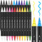 24 Dual Tip Acrylic Paint Pens Markers, Metallic and Extra Black & White Paint Pen with Fine Tip & Brush Tip for Wood, Canvas, Metal, Rock, Glass,...