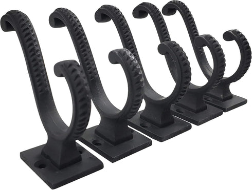 Claimed Corner Iron Scroll Coat Hooks - Wall Mounted Rustic Farmhouse Cast Iron DIY Coat Towel Hat Scarf Bag Hook - 5 Pack (Black)...