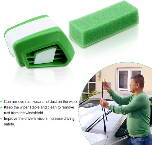 Pack-1 Car Windshield Wiper Repairer, Wiper DIY Smart Quickly Repair Tool with Cleaning Sponge, Car Wiper Blade Cutter Regroover, Universal Mainte...