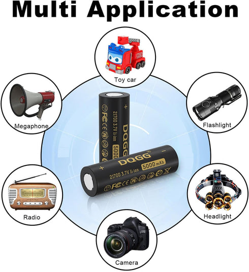 3.7 Volt 2??1??7??0??0 Rechargeable Battery 5??00??0mAh Battery 2 Pack Large Capacity Batteries for LED Flashlight, Headlamps, etc...