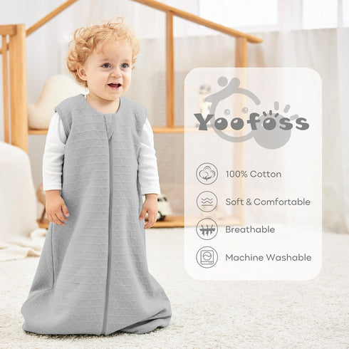 Yoofoss Baby Sleep Sack 0-6 Months, 2.0 TOG Baby Wearable Blanket with 2-Way Zipper, 100% Cotton Fabric Winter Newborn Sleeping sack, Warm Soft Co...