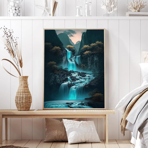 Waterfall Scenery 5D Diamond Painting, Landscape DIY Diamond Painting Art Embroidery Painting Kits for Home Wall Decorations 12x16 inch...