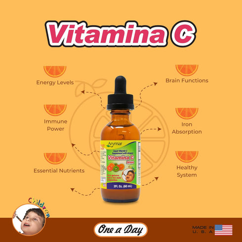 Vitamin C Drops for Children, Immune Support, Antioxidant, Orange Flavor (2 Fl Oz/Pack of 1)...