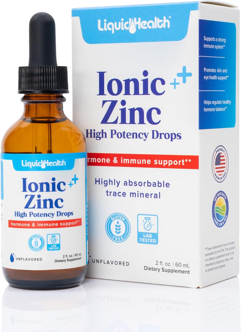 LIQUIDHEALTH Ionic Zinc 15mg, 2 Oz Zinc Liquid, Pure Zinc Vitamin Drops, Liquid Vitamin Zinc Supplement, Zinc Sulfate Heptahydrate for Adults, Men...