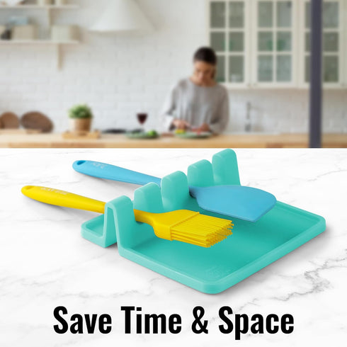 Zulay Kitchen Silicone Utensil Rest with Drip Pad for Multiple Utensils - BPA-Free, Heat-Resistant Spoon Rest & Spoon Holder for Stove Top - Kitch...