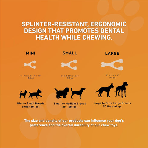 All-Natural, Nylon-Free Dog Chew Toys - Hard Density - Ideal for Strong to Aggressive Chewers - Non-Toxic, Promotes Dental Health, Splinter-Resist...