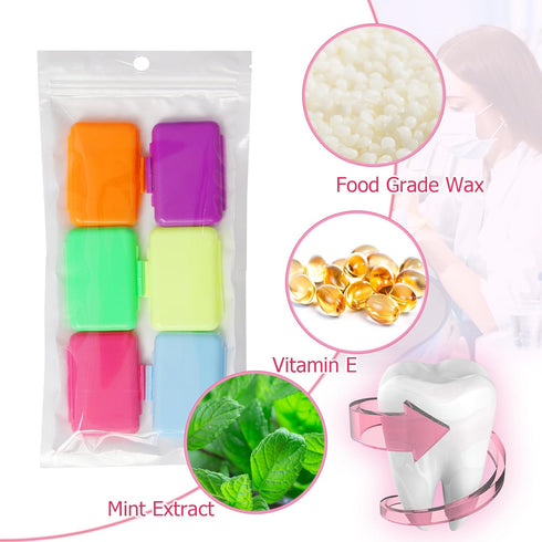 Wax for Braces Dental Care Orthodontic Wax for Retainer Brace Wearers, Safe Food Grade Wax(6 Pcs)...