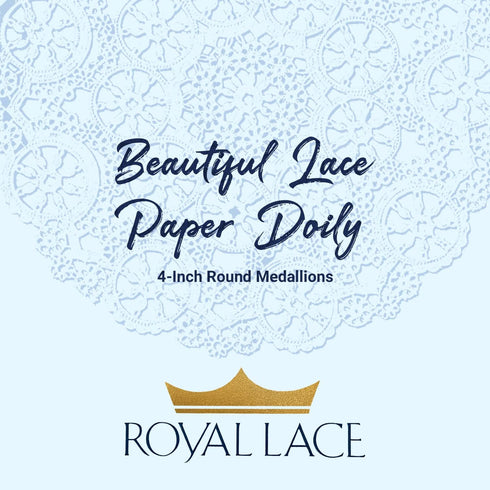 Royal Lace Fine Quality Paper Products, Medallion Lace Round Paper Doilies, 4-Inch, White, 1 Piece, Pack of 40 each...