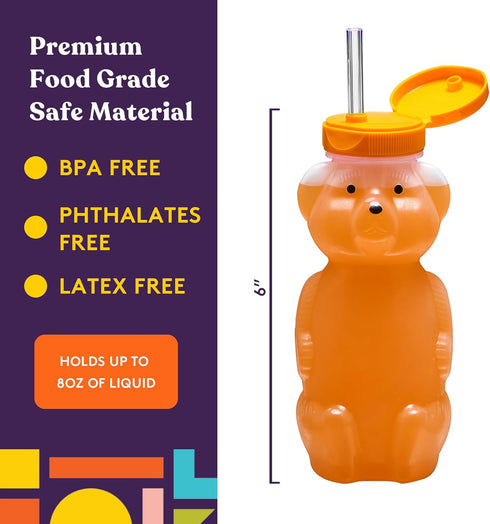 Special Supplies Honey Bear Straw Cup For Babies, 3-Pack Squeezable Therapy and Special Needs Assistive Drink Container, Spill Proof and Leak Resi...
