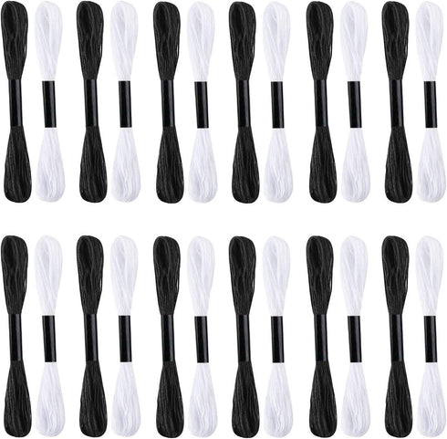 96 Black White Skeins Stranded Cross Stitch Floss Friendship Bracelets String Embroidery Thread with 12 Pieces Floss Bobbins, Cross Stitch Project...