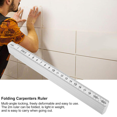 2Pcs 2m Folding Carpenters Ruler Lightweight Compact Measuring Stick Woodworking Tool MultiAngle Design...