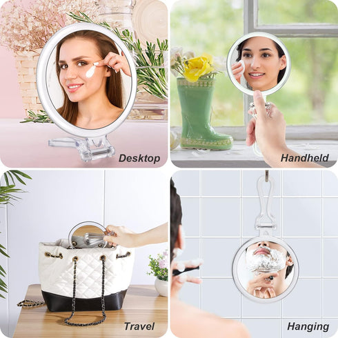 10x Magnifying Handheld Mirror, 2-Sided with Adjustable Stand, Foldable and Portable, Suitable for Makeup, Shaving, Deep Cleaning...