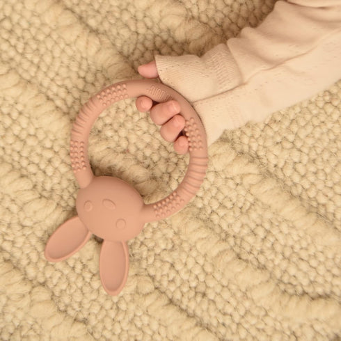 Silicone Baby Bunny Teething Toys - Silicone Teether Toys for Babies 0-6 Months - Cute Animal-Shaped Teething Relief, Easy to Clean Teething Ring ...