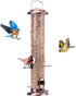 Kingsyard Metal Bird Feeders for Outdoors Hanging, Extra Thick Tube Bird Feeder w/Steel Hanger & 4-Port, 15 inch, Chew-Proof, Weather and Water Re...