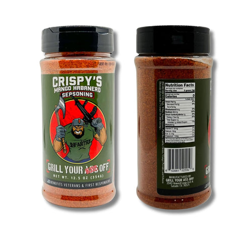 Crispy's Mango Habanero BBQ Rub by Grill Your As Off - Grill Seasoning for Beef, Steak, Burgers, Pork & Chicken - Gluten Free, No MSG - 100% Veter...