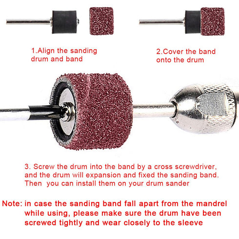 AUSTOR 384 Pieces Drum Sander Set Including 360 Pieces Nail Sanding Band Sleeves and 24 Pieces Drum Mandrels for Dremel Rotary Tool...