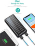 Solar Powered Power Bank - 30000mAh Portable Solar Charger, 2 USB Ports High-Speed Panel External Battery Packs Solar Portable Power Bank for iPho...