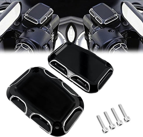 Motorcycle Brake Clutch Master Cylinder Covers Aluminum Left and Right Brake Reservoir Cylinder Cover for Harley Touring Street Electra Glide Road...
