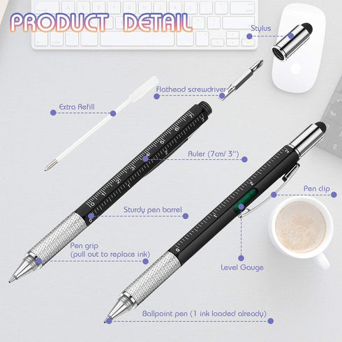 Zonon 36 Pcs Multitool Tech Pen 6 in 1 Ink Pens with Ruler Level Gauge Screwdriver Multifunction Touch Screen Ballpoint Pens and Black Pen Refills...