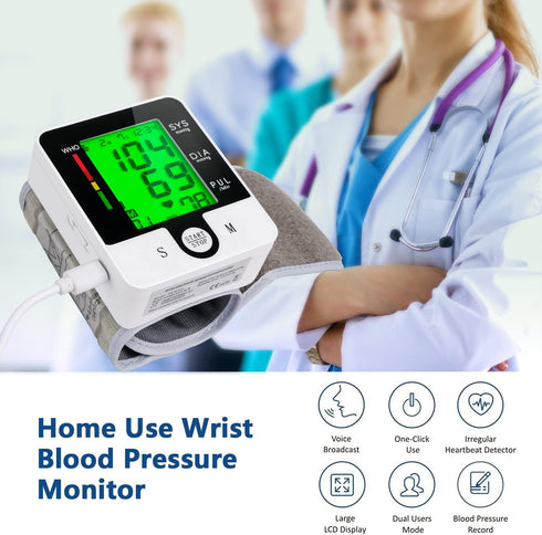 Wrist Blood Pressure Monitor, Talking Digital Automatic Blood Pressure Machine, Rechargeable Blood Pressure Cuff for Home Use, Adjustable Bp Cuff,...