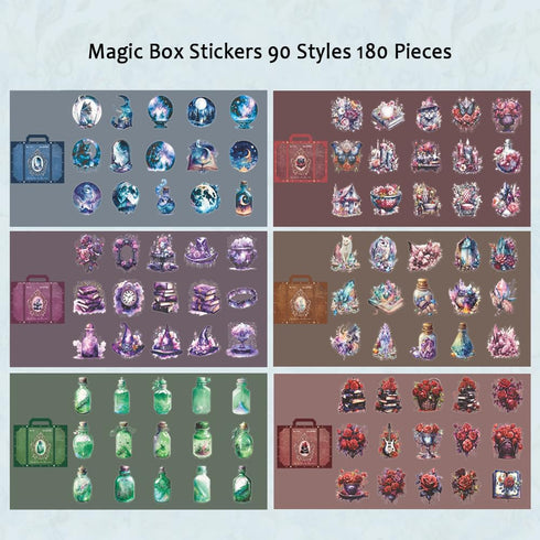 Vintage 180Pcs Gothic Scrapbook Stickers, PET Waterproof Scrapbooking Supplies, Journaling Magic Stickers for Junk Journal Supplies Bullet Journal...