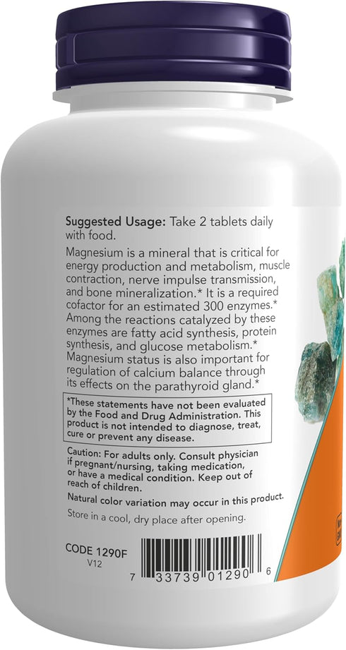 NOW Supplements, Magnesium Citrate 200 mg, Enzyme Function*, Nervous System Support*, 100 Tablets...