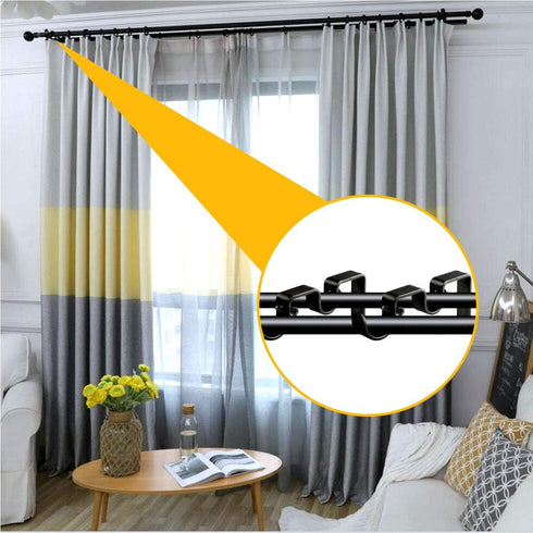 12 PCS Double Curtain Rod Brackets, Heavy Duty Curtain Rod Holder for Double Rod, Black Curtain Rod Hanging Brackets Wall Mount for Home Office...