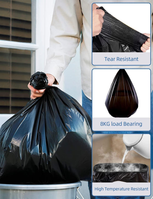 Trash Bags 8 Gallon, Medium Garbage Bags, No Flaps/Ties,1.31Mil Thickness, 55cm*70cm, 9.35g/pcs, Pack of 36 Count, Unscented, Black...