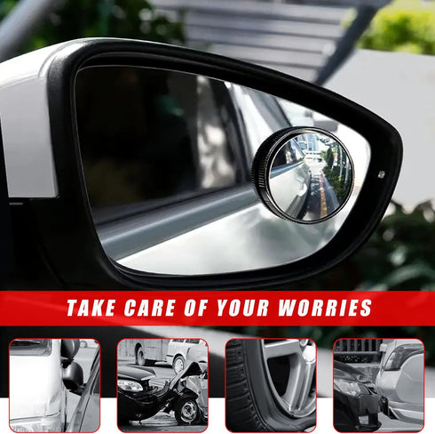 2 PCS Car Blind Spot Side Mirror, 2 Inch Reusable Round HD Blind Spot Mirror with Sucker, Universal 360° Wide Angle Glass Convex Side Rear View Mi...