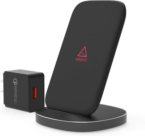 Adonit Wireless Charger Stand (Black) Fast Wireless Charging Qi-Certified for iPhone 12, 12 Pro, 11, 11 Pro, Pro Max, XR, XS, X, 8, 8 Plus, Galaxy...