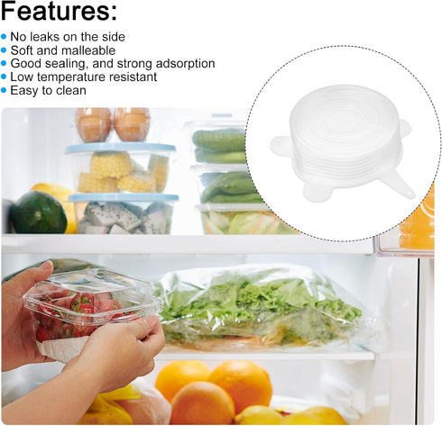 uxcell Silicone Stretch Lids, 3Pack 2.56" Round Container Lid Silicone Bowl Covers Reusable Silicone Lids for Cups, Bowls and Food Cover, White...