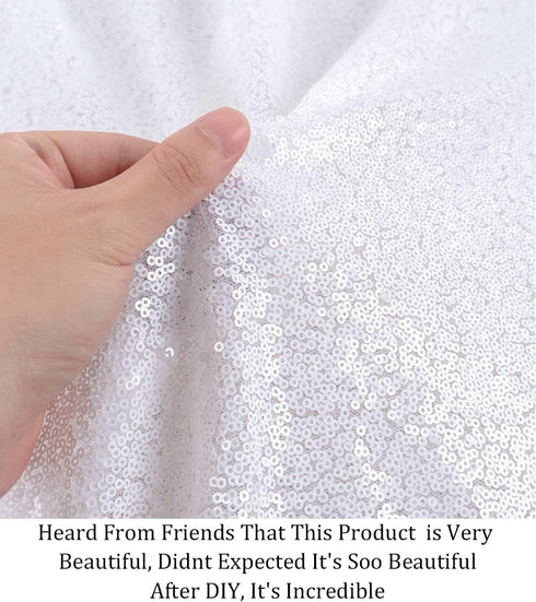 Pardecor Sequin Fabric by The Yard Glitter Fabric Mesh Sequin Fabric for Sewing Clothes Gowns Dress Top Jacket (1 Yard, White)...