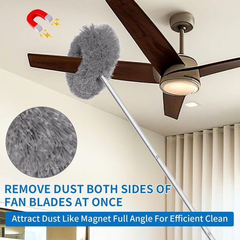 Ceiling Fan Cleaner Duster Reusable Microfiber High Ceiling Fan Blade Cleaner Extendable Duster with Long Handle Removable Washable Adjusts 13 to ...