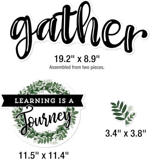 Carson Dellosa 34-Piece Modern Farmhouse Classroom Bulletin Board Set, Farmhouse Heart and Greenery Bulletin Board Cutouts with Inspirational Quot...