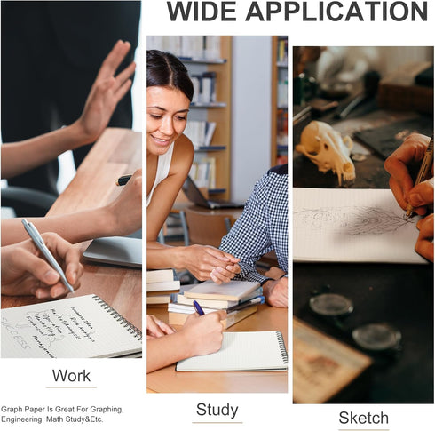 Graph Paper Spiral Notepad A5 Top Wirebound Notepad Grid Notebook Steno Pads Memo Notepads Grid Paper 140 Pages for Writing Sketching Drawing Scho...